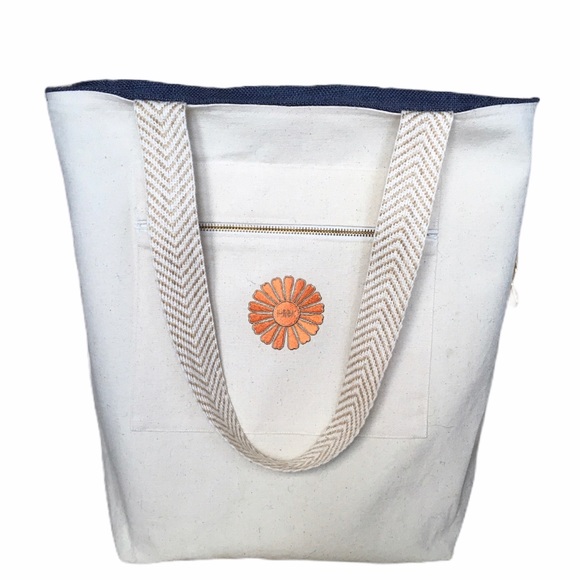 The Nantucket Tote in Navy with Yellow - Picture 3 of 4